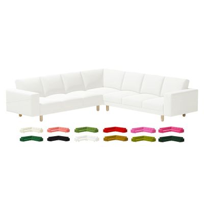 Custom Made NORSBORG Sectional Couch Velvet Replacement Cover Hand Made Fits IKEA NORSBORG 3+3 Corner Sectional Sofa,Only Cover. (Cold White)