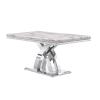 AUZ Dining Table, 65" Rectangular Modern Kitchen and Dining Room Table with Silver Double X Base in White Silver view 1