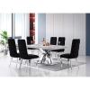 AUZ Dining Table, 65" Rectangular Modern Kitchen and Dining Room Table with Silver Double X Base in White Silver view 2