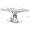 AUZ Dining Table, 65" Rectangular Modern Kitchen and Dining Room Table with Silver Double X Base in White Silver view 3