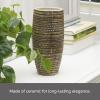 Elements 5.12x5.12x10.83 Inch Black and Gold Textured Ceramic Vase view 3
