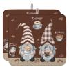 Kitchen Dish Drying Mat 2 Pack 16x18inch, Coffee Gnome Coffee Beans on Brown Background Dish Mat Absorbent Microfiber Dish Drainer Mat Washable Drying Pad for Kitchen Countertop Sink view 1