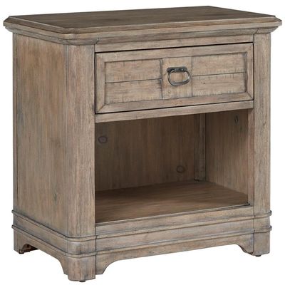 American Woodcrafters Meadowbrook Beige Antique Sand Wood One Drawer Farmhouse Nightstand