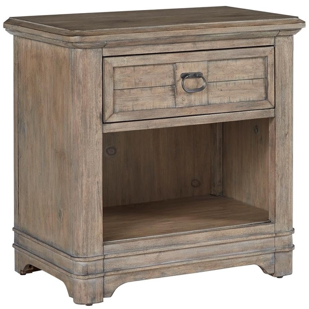 American Woodcrafters Meadowbrook Beige Antique Sand Wood One Drawer Farmhouse Nightstand