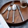 24 Piece Vintage Silverware Set with Steak Knives for 6,18/10 Stainless Steel Snowflake silver frosted Flatware Set, Tableware Cutlery Set, Kitchen Utensils Set Dishwasher Safe view 2