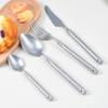 24 Piece Vintage Silverware Set with Steak Knives for 6,18/10 Stainless Steel Snowflake silver frosted Flatware Set, Tableware Cutlery Set, Kitchen Utensils Set Dishwasher Safe view 4