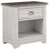 American Woodcrafters Meadowbrook White-Washed Wood Farmhouse Style Storage Nightstand view 1