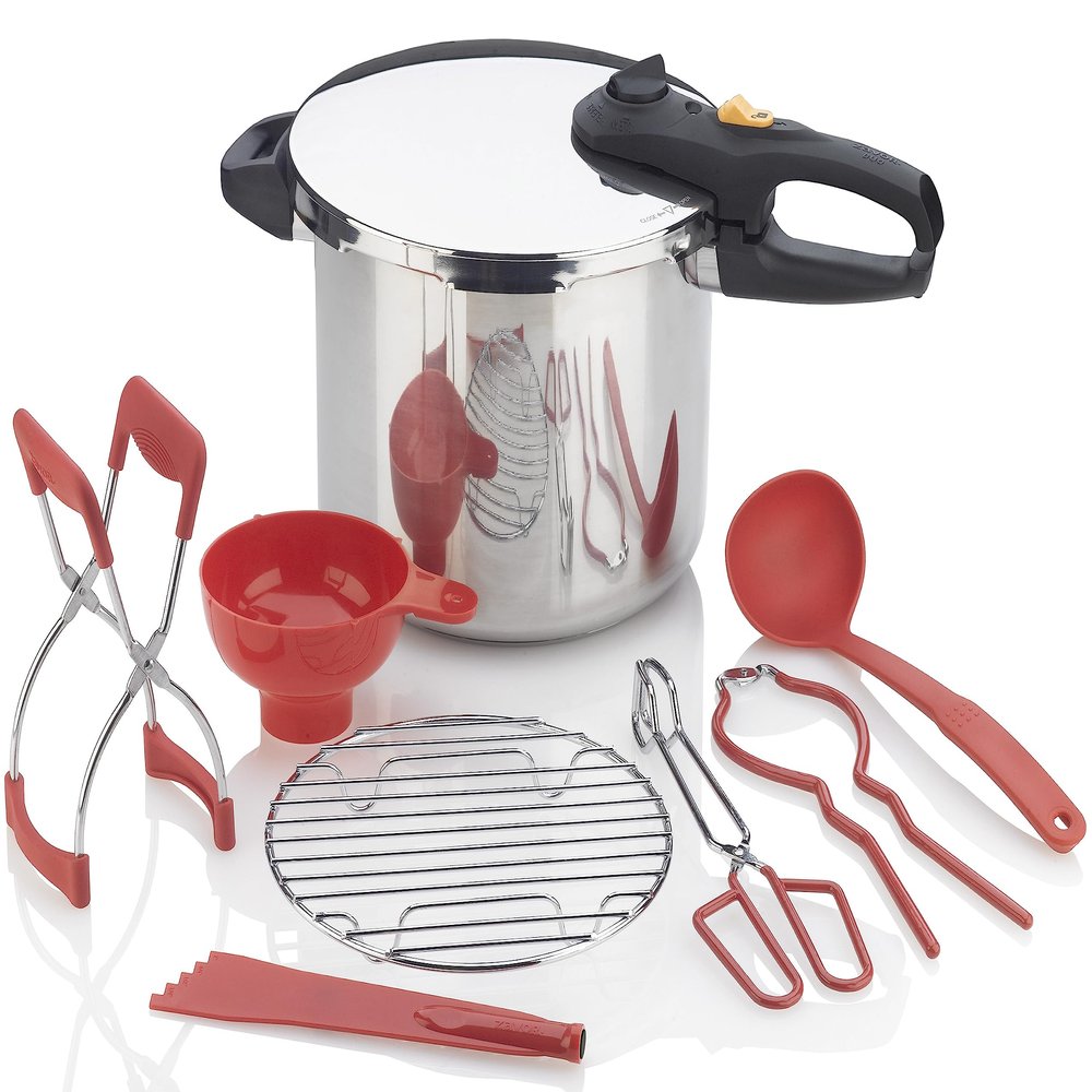 Zavor DUO 8-pc Pressure Canning Set - Pressure Cooker 10 Quart w/Complete Pressure Cooker Canning Kit, including Wide Mouth Canning Funnel, Canning Rack & 5 other Essential Canning Tools
