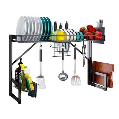 Dish Drying Rack Sink Dish Racks,Dish Rack,Dish Drying Rack,201 Stainless Steel Kitchen Drain Rack Tableware Drainer Organizer,2 Sizes/Black/86.7 * 31.3 * 53.4Cm
