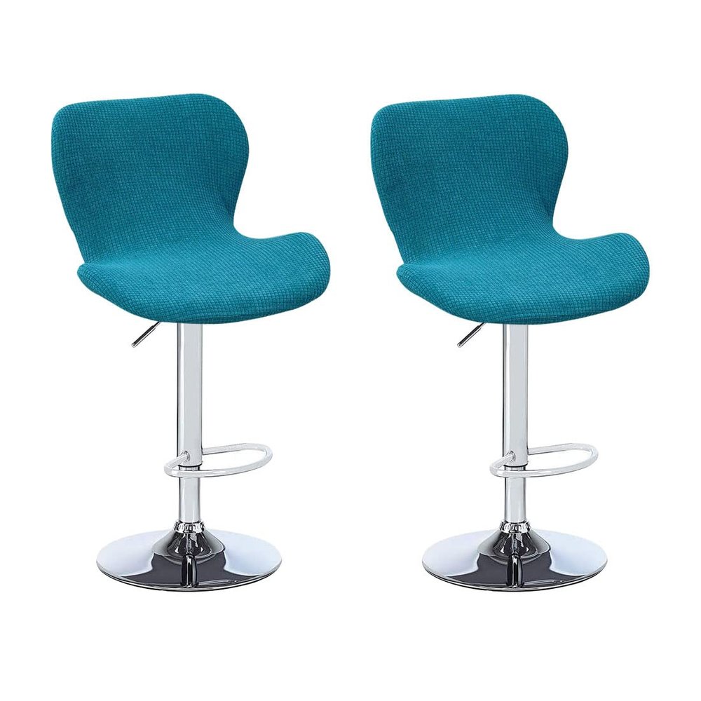 Bifaunvogel Counter Height Bar Chairs Cover Set of 2 Jacquard Swivel Bar Stools Slipcovers Stretchable Swivel Barstools Chair Covers Protector for Home Kitchen Bar Cafe Peacock Blue