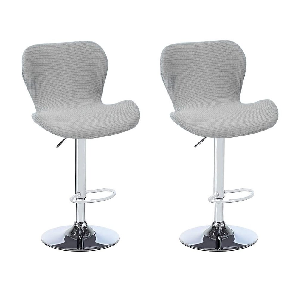 Bifaunvogel Counter Height Bar Chairs Cover Set of 2 Jacquard Swivel Bar Stools Slipcovers Stretchable Swivel Barstools Chair Covers Protector for Home Kitchen Bar Cafe Light Grey