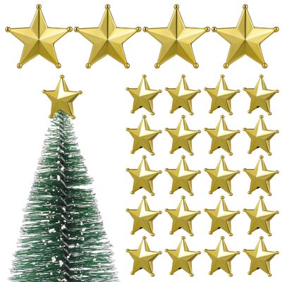 jojofuny 50pcs Mini Christmas Tree Star: Miniature Gold Christmas Tree Top Star Topper Decorations for Holiday Party Centerpiece Treetop Decor