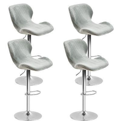 Bifaunvogel 4 Pack Counter Height Bar Chairs Cover Velvet Swivel Bar Stools Slipcovers Stretchable Swivel Barstools Chair Covers with Back for Bar Home Kitchen Cafe Light Grey