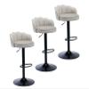 ADEADE Leather Counter Height Barstools Bar Stools Set of 3 Upholstered Adjustable Swivel Kitchen Island Chairs Black Metal Footrest and Base for Bars Dining Room Breakfast Bar Chairs (Color : Khaki) view 1