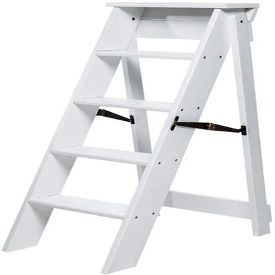 Katzowen Wood Step Stool Ladder Ladder Stool 5 Steps Foot Stools Adult Portable Flower RackIndoor Kitchen Bathroom 2