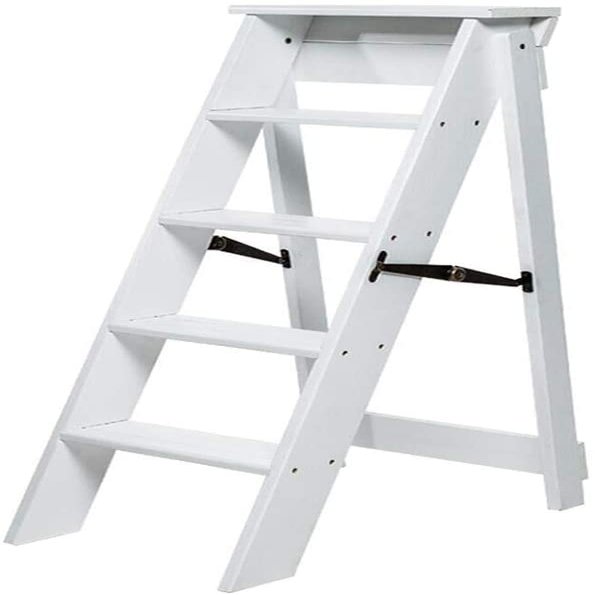Katzowen Wood Step Stool Ladder Ladder Stool 5 Steps Foot Stools Adult Portable Flower RackIndoor Kitchen Bathroom 2