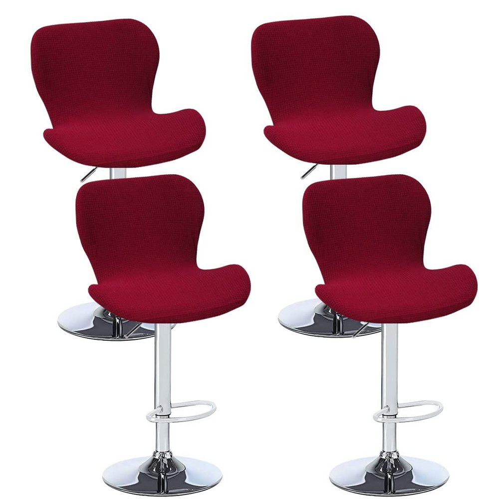 Bifaunvogel Counter Height Bar Chairs Cover Set of 4 Jacquard Swivel Bar Stools Slipcovers Stretchable Swivel Barstools Chair Covers Protector for Home Kitchen Bar Cafe Wine red