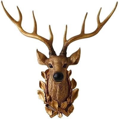 Bsetain Wall Decoration Deer Head Wall Hanging Sculpture Nightclub Bathroom Wall Animal Wall Sculpture Decoration Statue for Living Room Dining Bedroom (Color : Gold, Size : 50 * 21 * 50cm)