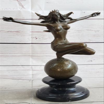 Nude Vintage Art Nouveau Bronze Signed Nick Nymph Goddess Statue Sculpture Gift Art Statue Dcor by Think Bronze