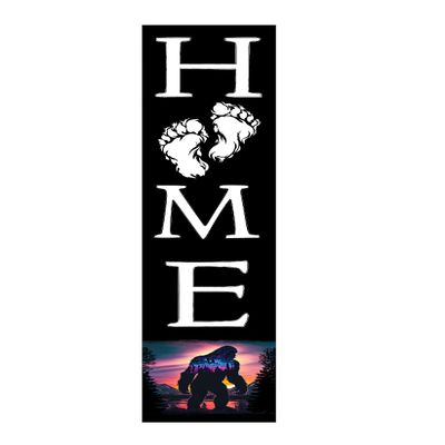 24 Inch (2 Foot Tall) Vertical Indoor Wood Print Sign (Bigfoot Home)