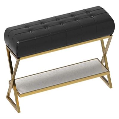 ALDEPO Shoe Cabinet Entryway Shoe Rack X Shaped Changing Table Stool with Soft Cushion on The Door Iron Shoe Rack Stool for Marble Worktop