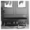 ALDEPO Shoe Cabinet Entryway Shoe Rack X Shaped Changing Table Stool with Soft Cushion on The Door Iron Shoe Rack Stool for Marble Worktop view 2