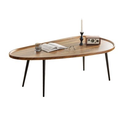 Coffee Table Oval Coffee Table Modern Coffee Table Sofa Table Tea Table for Living Room, Office Desk, Balcony, Fiberboard Desktop and Metal Legs, Center Table Minimalist Display Coffe Table 47" Side