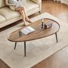 Coffee Table Oval Coffee Table Modern Coffee Table Sofa Table Tea Table for Living Room, Office Desk, Balcony, Fiberboard Desktop and Metal Legs, Center Table Minimalist Display Coffe Table 47" Side view 2