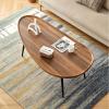 Coffee Table Oval Coffee Table Modern Coffee Table Sofa Table Tea Table for Living Room, Office Desk, Balcony, Fiberboard Desktop and Metal Legs, Center Table Minimalist Display Coffe Table 47" Side view 4