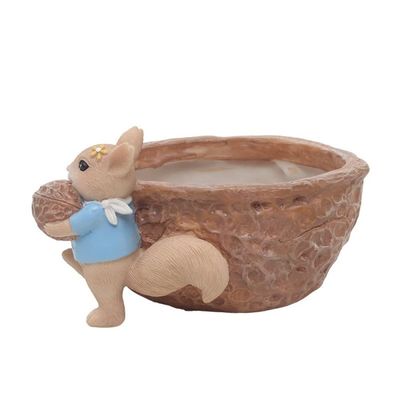 qbodp Walnut Squirrel Desktop Ornament Storage Box Home Decor Table Ornament Plant Pot Pen Holder Desktop Decoration Crafts for Living Room,Office,Garden