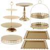 6 Pcs Gold Cake Stands Set, QENUIITEA Cake Display Pedestal Tiered Cupcake Holder Dessert Plate Serving Tower Tray Decorative for Wedding Birthday Party Baby Shower Celebration view 1
