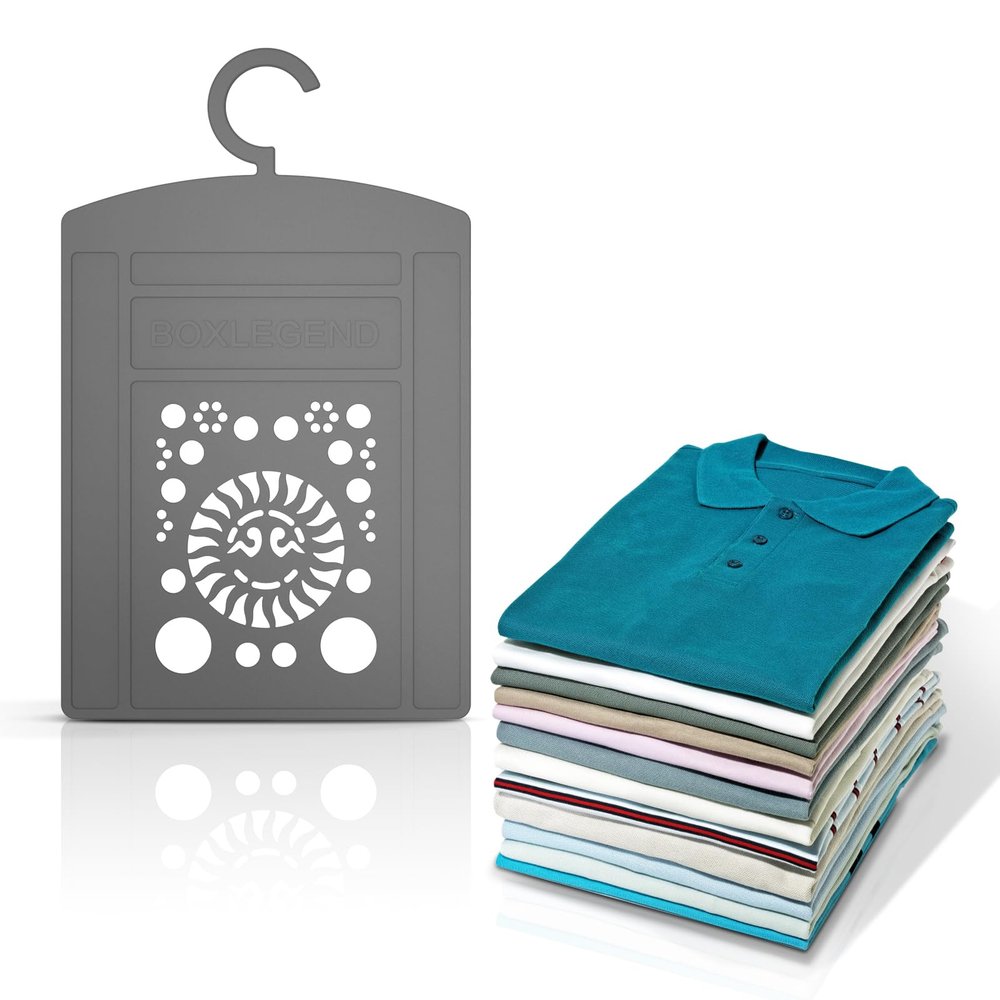 BoxLegend Shirt Folder Board, 14.18 x 8.67x 0.14 Inches, Non-Foldable Laundry Folder Clothes Folding Board with Hook for Hanging - Grey