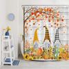 HVEST Fall Shower Curtain and Bathroom Rugs, Orange Maple Leaves Pumpkin Sunflower and Gnome on Rustic Wood Boards Shower Curtain with Bath Mat, 72X72 inches Autumn Farmhouse Shower Curtains Set view 3