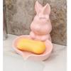 CECE&KELE Cute Animal Ceramic Soap Dish, Cartoon Pig Pig Rabbit Self-Draining Soap Dish for Bathroom Vanity Ceramic Soap Dish Decoration Gift for Women Children,Pink Rabbit view 2
