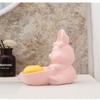 CECE&KELE Cute Animal Ceramic Soap Dish, Cartoon Pig Pig Rabbit Self-Draining Soap Dish for Bathroom Vanity Ceramic Soap Dish Decoration Gift for Women Children,Pink Rabbit view 3