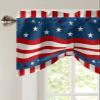 4th of July Stripes Star Tie Up Valance for Window, Linen Texture Patriot Independence Day Adjustable Balloon Window Shade Valance Curtain for Kitchen Cafe Bathroom Window Treatment 1 Panel 54x18 view 3