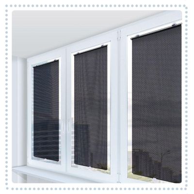 TZYYAO Sunshade Blackout Curtain,Roller Window Shades with Suction Cups,Temporary Portable Window Cover Curtain,Retractable Sun Shade,Privacy Blinds,Black-58125cm(22.8 * 49.2in)