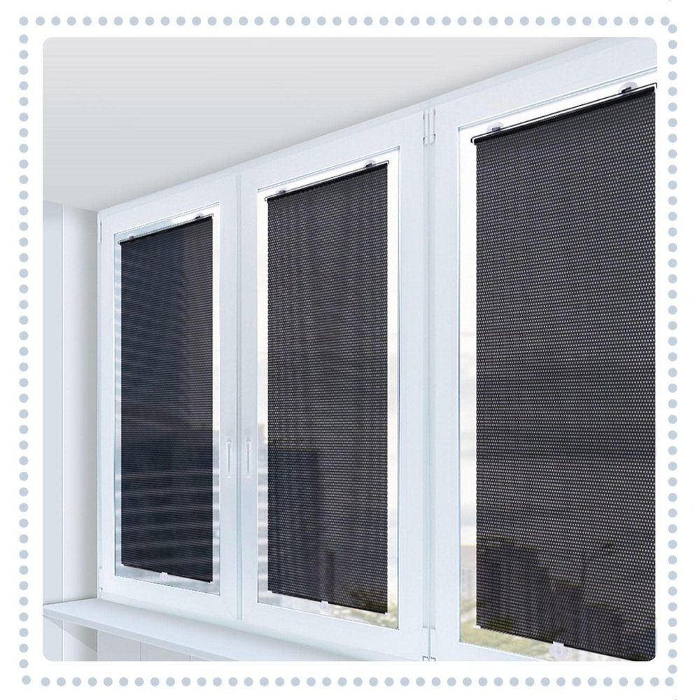 TZYYAO Sunshade Blackout Curtain,Roller Window Shades with Suction Cups,Temporary Portable Window Cover Curtain,Retractable Sun Shade,Privacy Blinds,Black-58125cm(22.8 * 49.2in)