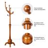 Coat Rack Freestanding Wood Tree Rack with 8 Hooks, Creative Design Tree Branch-look, Coat Tree Clothes Hanger Stand with Stable Sphere Base for Entryway, Hallway, Bedroom - Load 160lbs (Light Brown) view 2