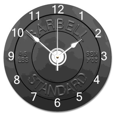 ArogGeld Barbell Standrd Wall Clock Gym 10 Inch Large Wall Clocks Battery Operated Barbell Weight Plate Wall Hanging Art Modern Home Gym Decor for Living Room Kitchen Bedroom Office