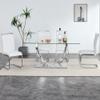 Goujxcy Modern Glass Dining Table Set for 4 with Rectangular Glass Top & 4 White PU Faux Leather Dining Chairs Glass Kitchen Table Set Dining Room Table Set for Home Kitchen Dining Room view 2