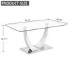Goujxcy Modern Glass Dining Table Set for 4 with Rectangular Glass Top & 4 White PU Faux Leather Dining Chairs Glass Kitchen Table Set Dining Room Table Set for Home Kitchen Dining Room view 3