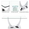 Goujxcy Modern Glass Dining Table Set for 4 with Rectangular Glass Top & 4 White PU Faux Leather Dining Chairs Glass Kitchen Table Set Dining Room Table Set for Home Kitchen Dining Room view 4