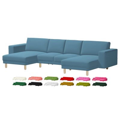 Custom Made NORSBORG Sectional Couch Velvet Replacement Cover Fits IKEA Norsborg 2 Seat with 2 Chaise Lounges Sofa,Only Cover. (Moon Orchid)