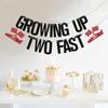 Growing Up Two Fast Banner, Two Curious Birthday Decorations, Racing Party Second Birthday Supplies, Black Red Glitter view 4