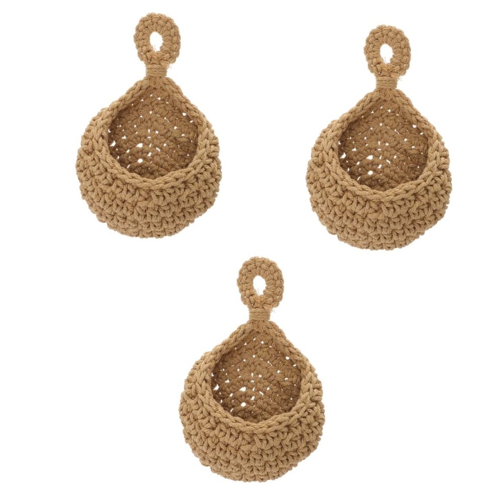 ifundom 3pcs Handwoven Wall Hanging Fruit and Vegetable Basket Rope Storage for Home for Organizing Fruits and Vegetables for Kitchen and Living Space