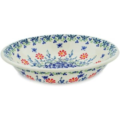 Polmedia Polish Pottery Pasta Bowl 9-inch - Last Summer Flowers Pattern Handmade in Boleslawiec Poland + Certificate of Authenticity
