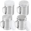 [2-pack] 6oz Metal Salt & Pepper Shaker with Medium Holes, [2-pack] 6oz Fine Mesh Shaker - With Handle and Lids view 1