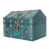 GLOGLOW Classic Chest Storage Box with Combination Lock, Multipurpose Compact Wood and Metal Storage Box for Jewelry, Small view 1