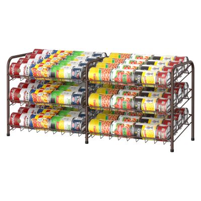 MOOACE Can Rack Organizer, 2 in 1 Can Storage Dispenser Holds up to 72 Cans, Can Organizer for Pantry Kitchen Cabinet, Brown